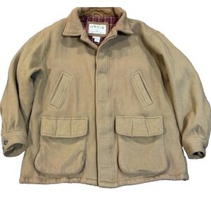 vintage Orvis 100% Wool Tan brown XL Flannel Lined Men's Coat bomber chore coat